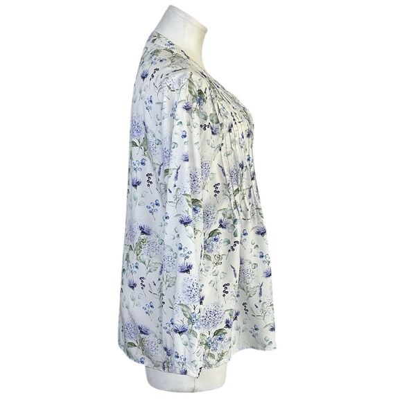 King Universal Women's Floral V-Neck Blouse Multicolor Size L - Picture 3 of 8